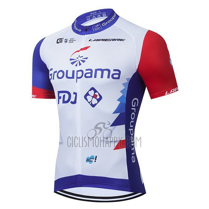 Groupama FDJ Cycling Jersey Bib Short 2021 Short Sleeve Red Blue White